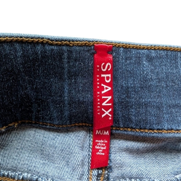 Spanx Jeans Distressed Elastic Waist Womens M Ankle Skinny Stretch High Rise - Picture 6 of 13